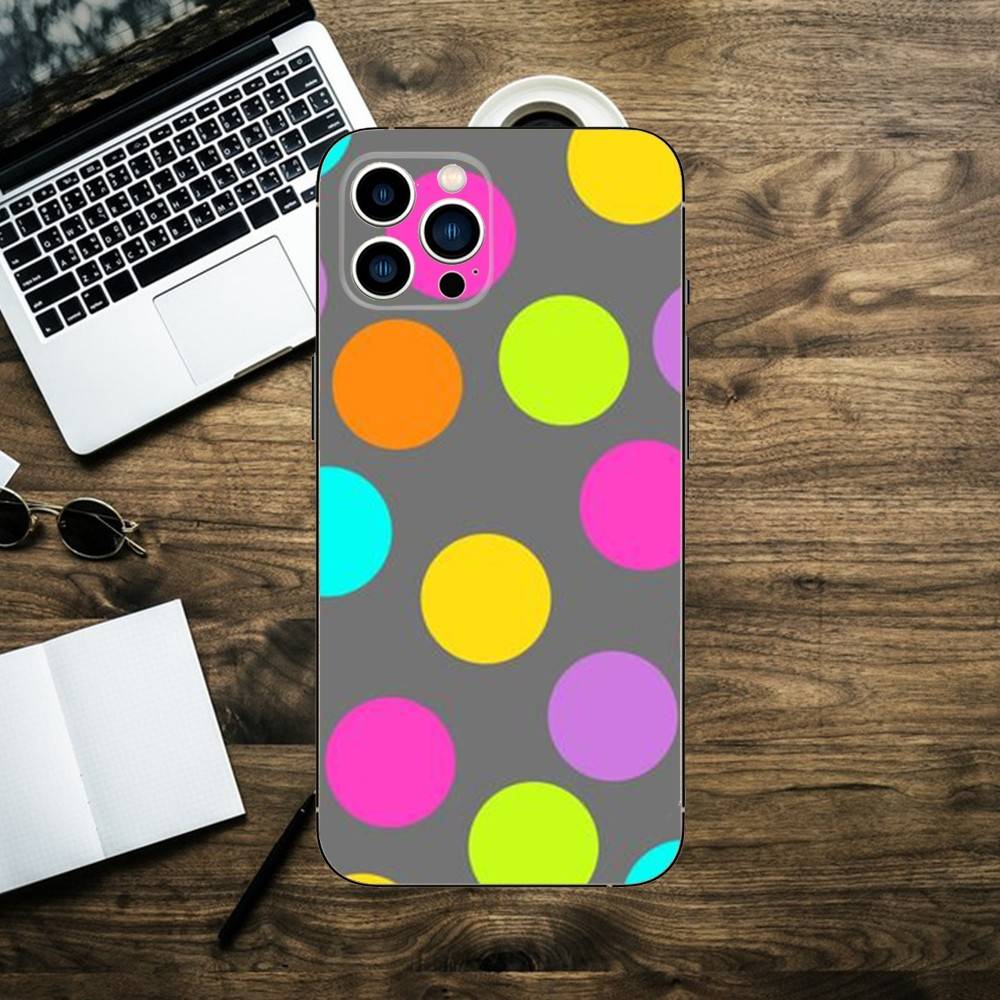 Color Polka Dot Phone Case For iPhone 16,15,14,13,12,11,XS,XR,X,8,7,Pro,Max,Plus,mini Silicone Black Cover