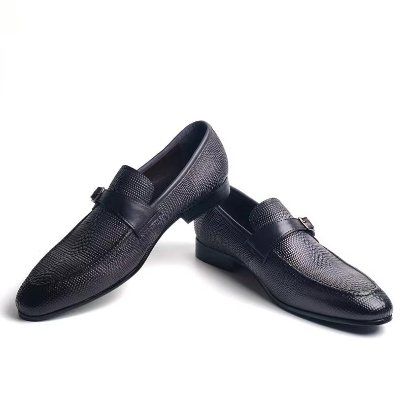 Luxury Men'S Genuine Leather Loafers Buckle Slip-On Dress Shoes For Wedding, Party & Business Premium Comfort Casual Shoe