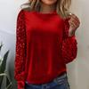 Camiseta de manga larga con cuello redondo y lentejuelas de terciopelo dorado para mujer, nueva moda 2026, cómoda y holgada.