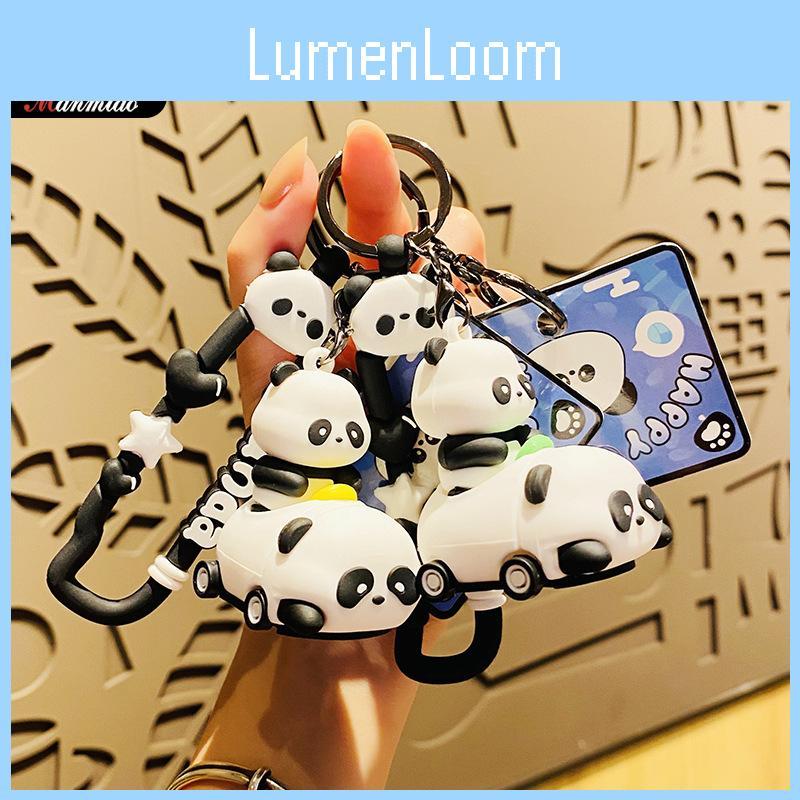 Adorable Porte-clés Voiture Tampon Panda Dessin Animé Charm de Sac Créatif Accessoire de Clé en Silicone