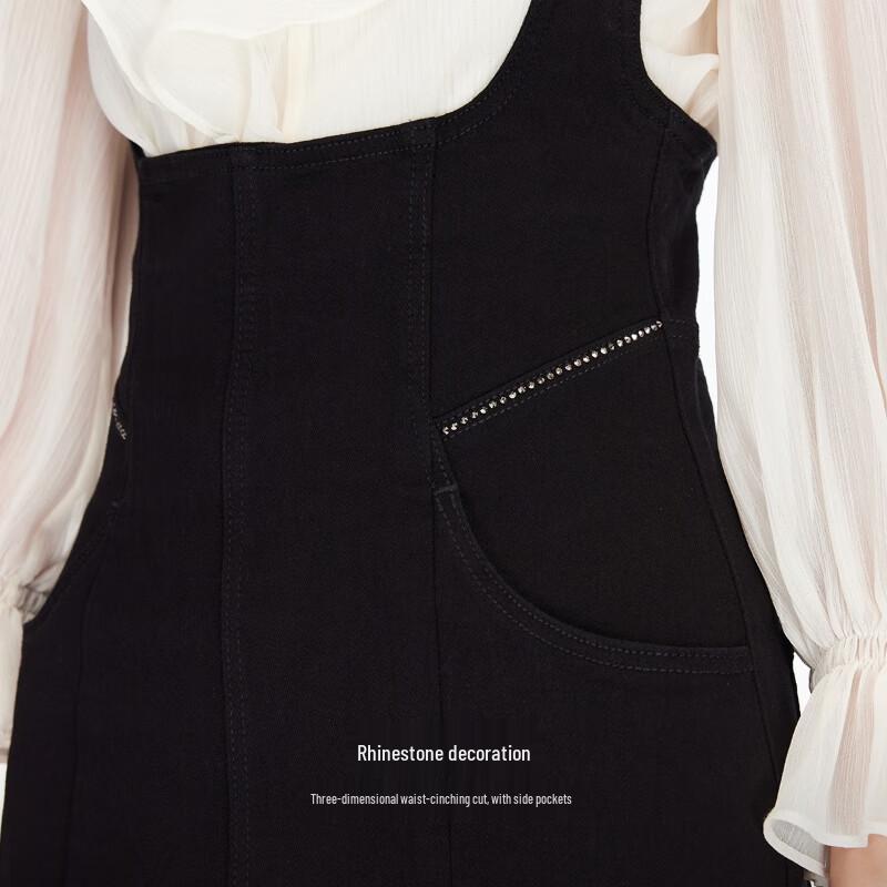 VEROMODA Women's High-Waist Flare Denim Jumpsuit