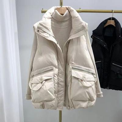 Gilet di Cotone alla Moda e Caldo Autunno Inverno Largo Versione Coreana Abbigliamento da Donna Cappotto Senza Maniche