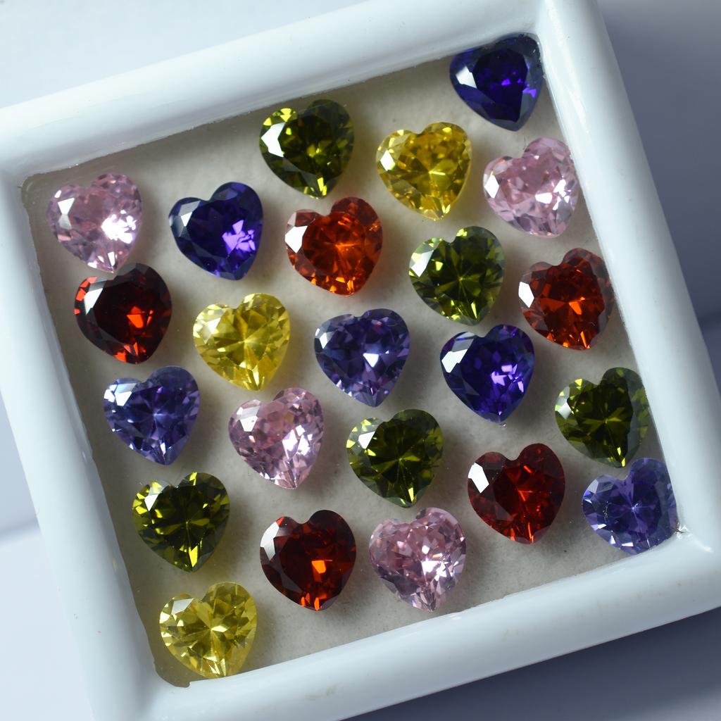 Natural Mixed Color Sapphire Loose Gemstone Heart Cut 49 Pcs 6x6 Mm September Birthday Birthstone