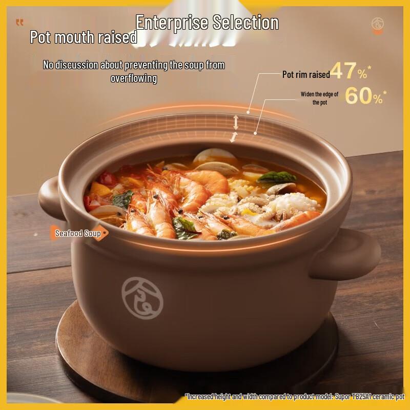 Supor Wide-Mouth Heat-Resistant Ceramic Clay Pot