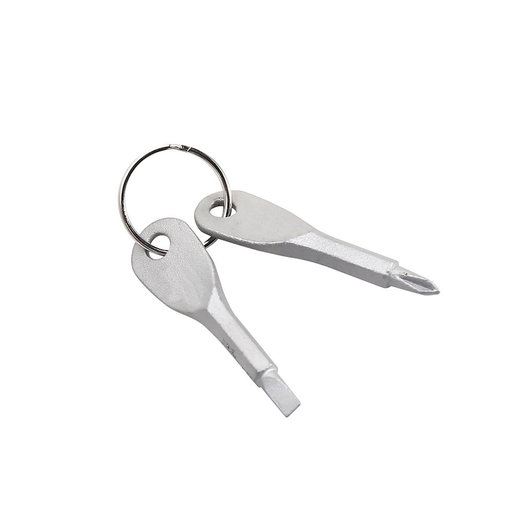 2 Keys Outdoor Pocket Tool EDC Stainless Screwdriver Set Steel Keychain Keyring