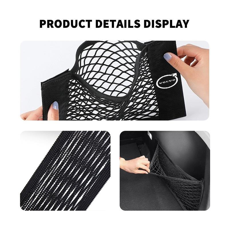 Car Back Rear Trunk Elastic Mesh Fixed Straps Interior Organizer For Volvo V60 V50 V40 S80 S60 S90 C40 XC40 V70 XC70 XC60 XC90 ari423