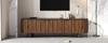 TV-Lowboard aus MDF mit 5 Türen, geriffelte Front, abgerundete Seiten, Eisenfüße und Eisenhenkel