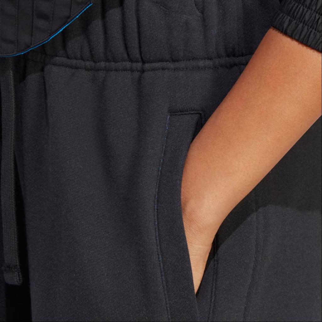 adidas Originals Blue Version Series Logo Pattern Drawstring Loose Sports Pants Women Bottoms Black IB5802