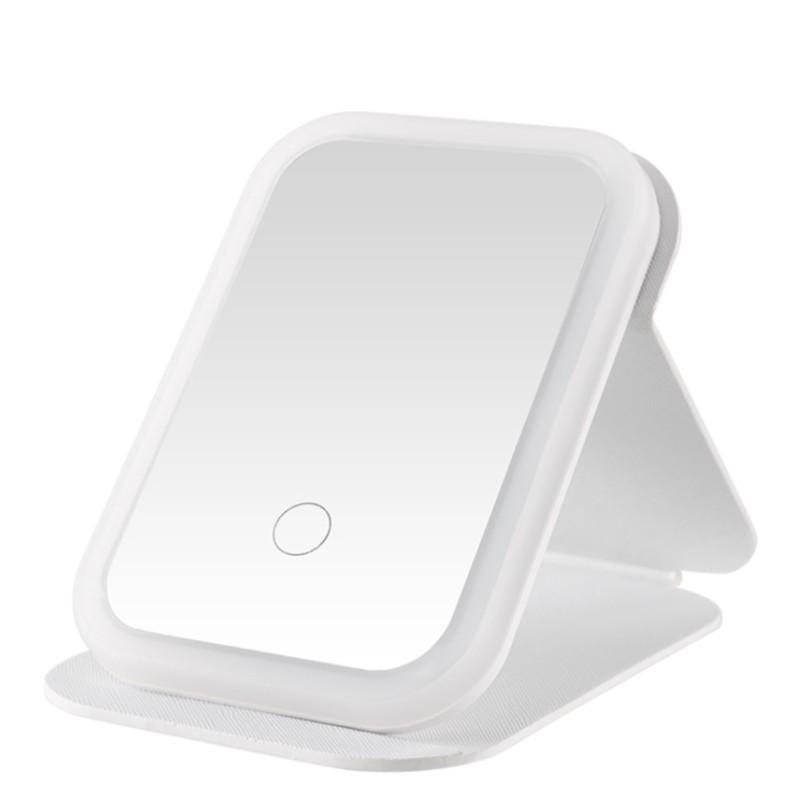 Tabletop LED Makeup Mirror with Smart Adjustable Tri-Color Lighting and One-Touch Charging