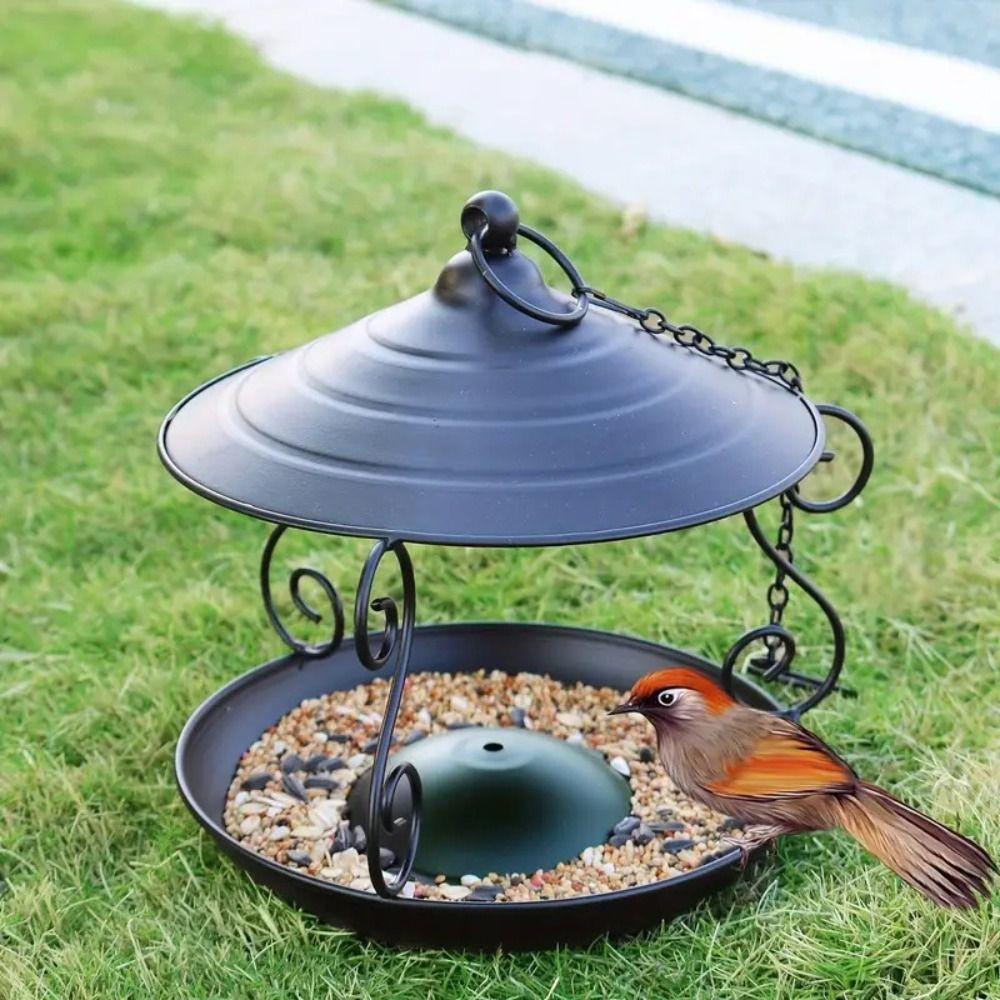 Rainproof Bird Food Dispenser Iron Bird Water Bowl Garden Decor Bird Feeding Tray  Hummingbird