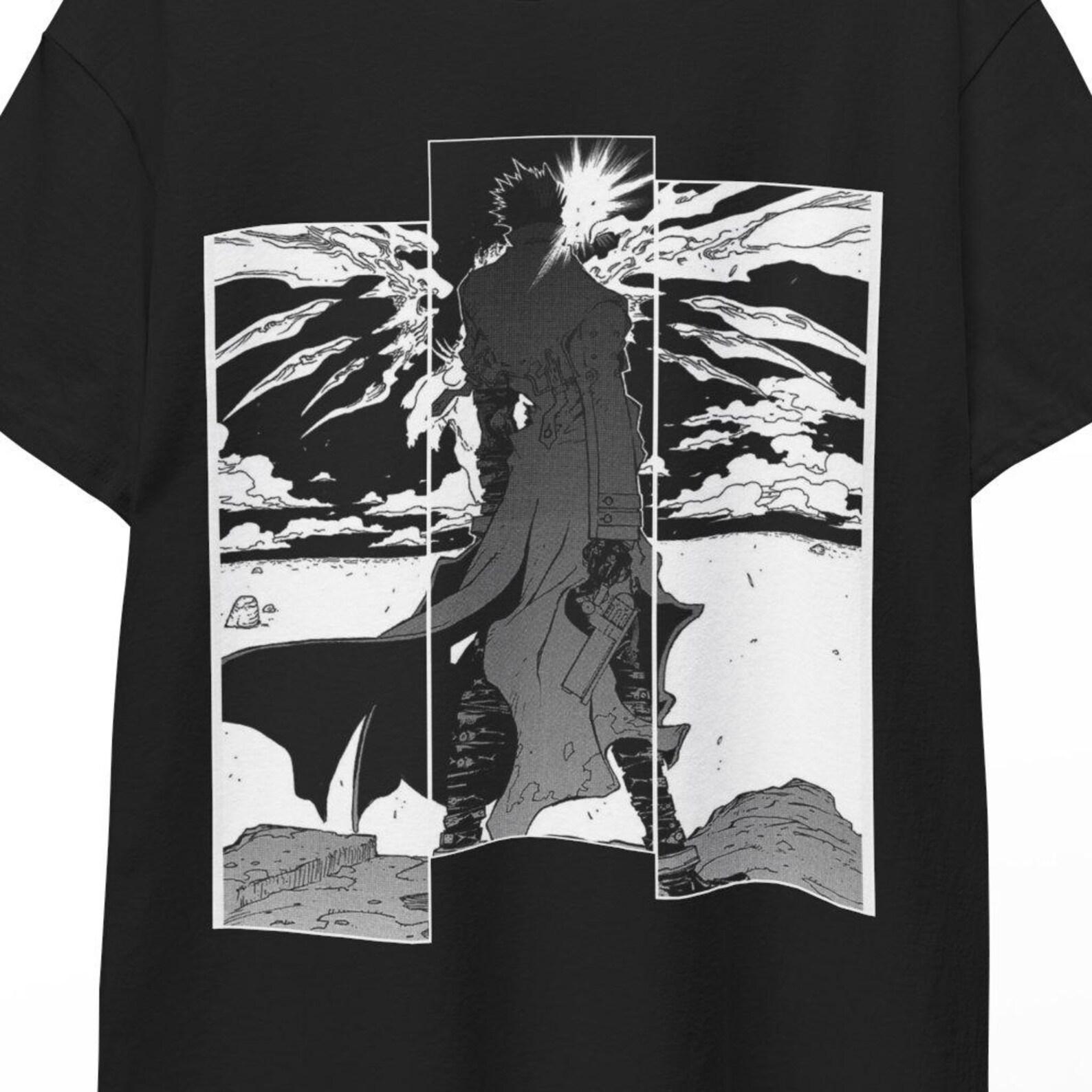 Trigun Anime T-Shirt Vash the Stampede Nicholas D Wolfwood Love and Peace Manga Shirt Japanese Anime Graphic Tee Gift for Otaku Fans Style!! M