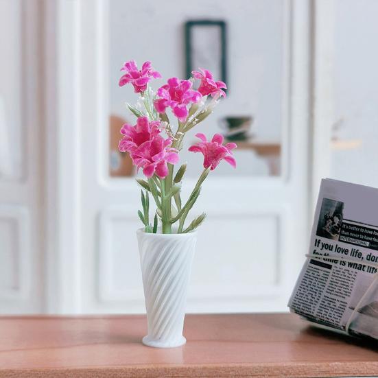 Miniature Flowers Mini Plant in Vase Model Miniature Faux Plant with Flowers for Doll Mansion Decoration Photography Display