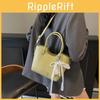 Lace Bow Pu Water Bucket Bag With Zip Closure For Daily Casual Use