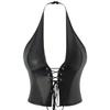 Women S Black Leather Boned Bustier Corset Top With Push Up Tummy Control Shaping