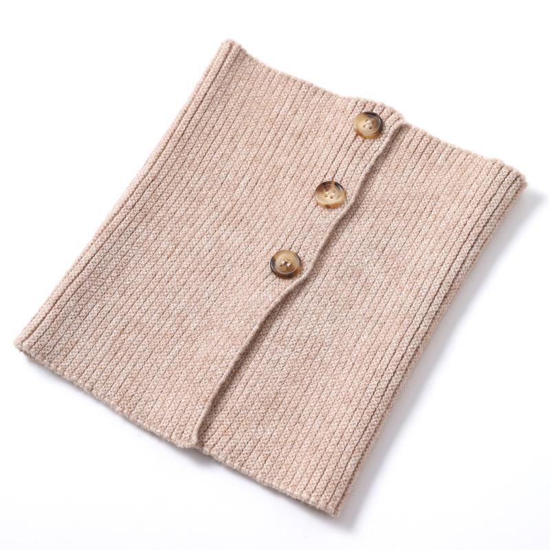 Unisex Wool Knit Neck Warmer: Autumn/Winter Buttoned Scarf Collar