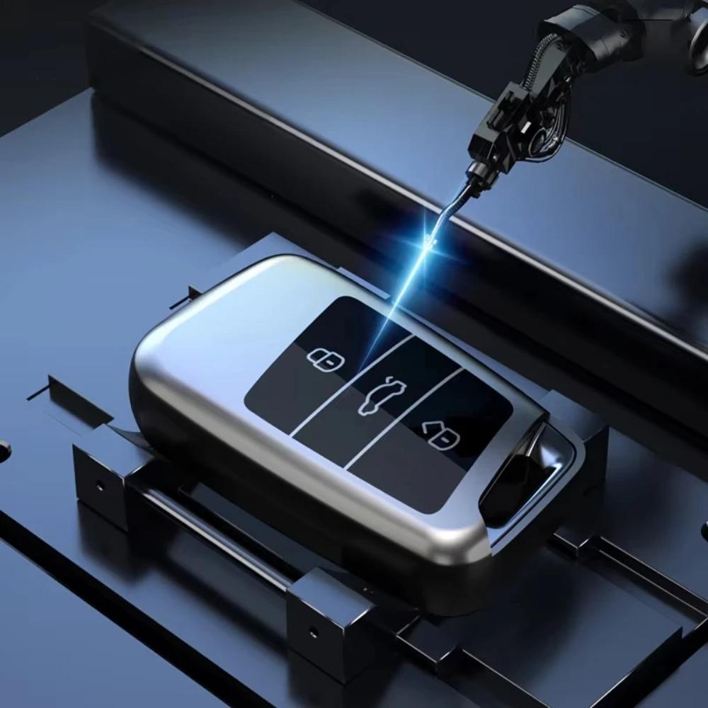 Tytanowy Szary do VW Volkswagen Magotan Passat B8 Skoda Superb Kodiaq A7 Etui Pokrowiec Uchwyt Brelok Akcesoria do Kluczyka Samochodowego