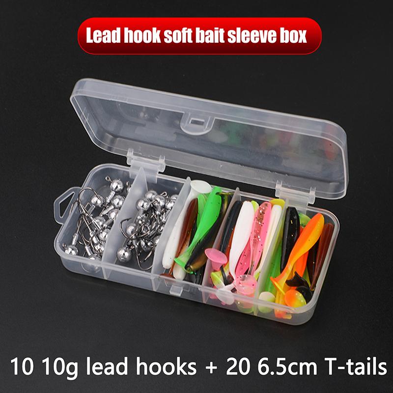 30-Piece Soft Fishing Lure Set With T-Tail - Durable Plastic Baits For Bass, Trout & More - Includes Minnow Swimbaits, Jig Hooks