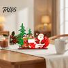 Christmas Tree Tabletop Decor Wooden Ornaments, Decoration with Santa Claus Snowman Elk Table Centerpiece Designs for Home Holiday Party And