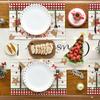 4Pcs Placemats & Coasters Set Christmas Santa Robin Snowman Reindeer Dinner Mats