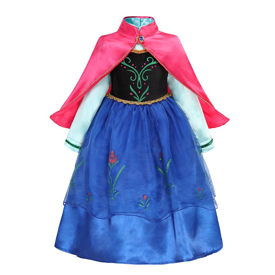 Kids Princess Costume Girls Elsa Anna Dress Carnival Cosplay Snow White Aurora Moana Rapunzel Mermaid Belle Party Outfits