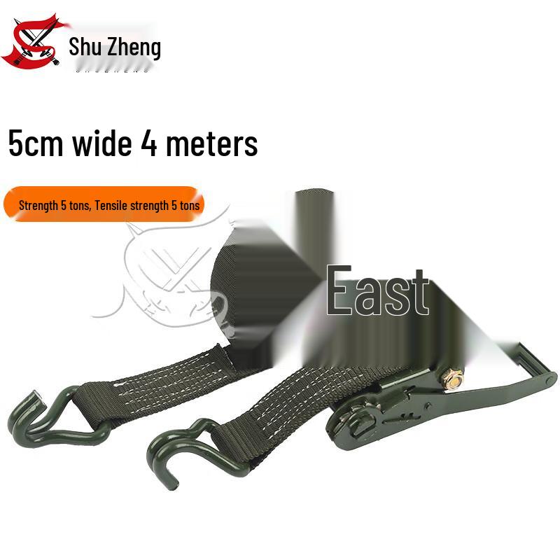 Army Green Truck Tie-Down Strap with Ratchet