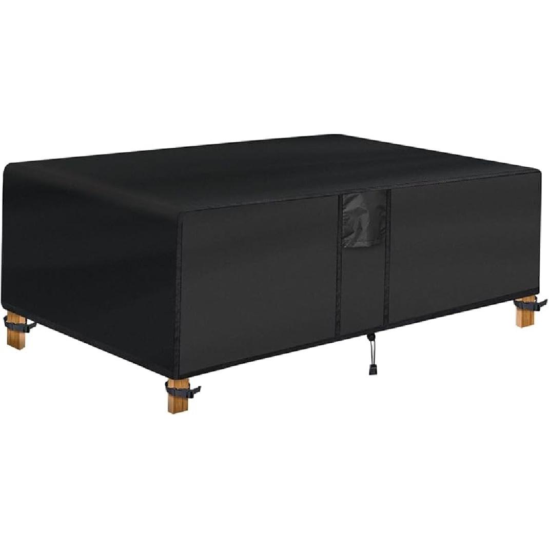 Outdoor Coffee Table Cover - Waterproof Rectangular Patio Coffee Table Cover (48L x 26W x 18H inches, Black) Outdoor Small Side Table Cover Patio 36 L x 22 W x 18 H