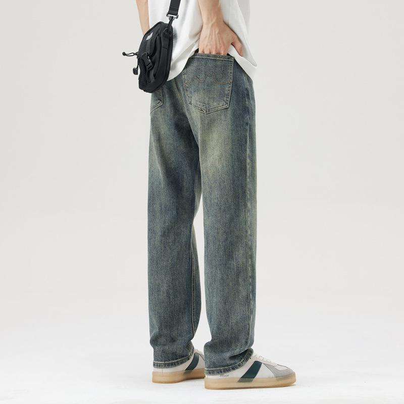 New Spring and Summer Wide-leg High Street Retro Loose Straight Jeans for Men
