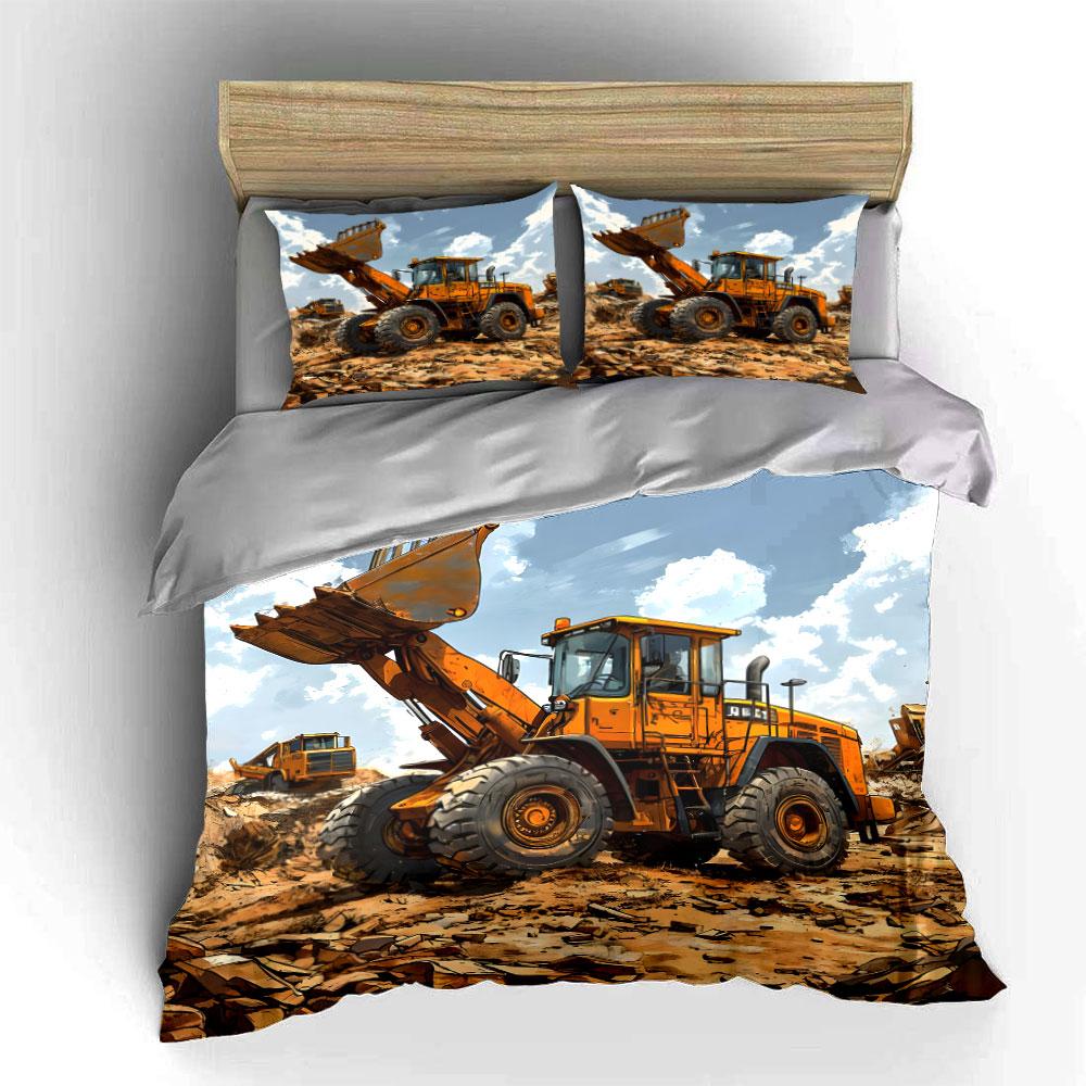 Large Construction Loader At Work Print Soft Comfortable Duvet Cover Bedding Set Included 1*Duvet Cover  2*Pillowcases