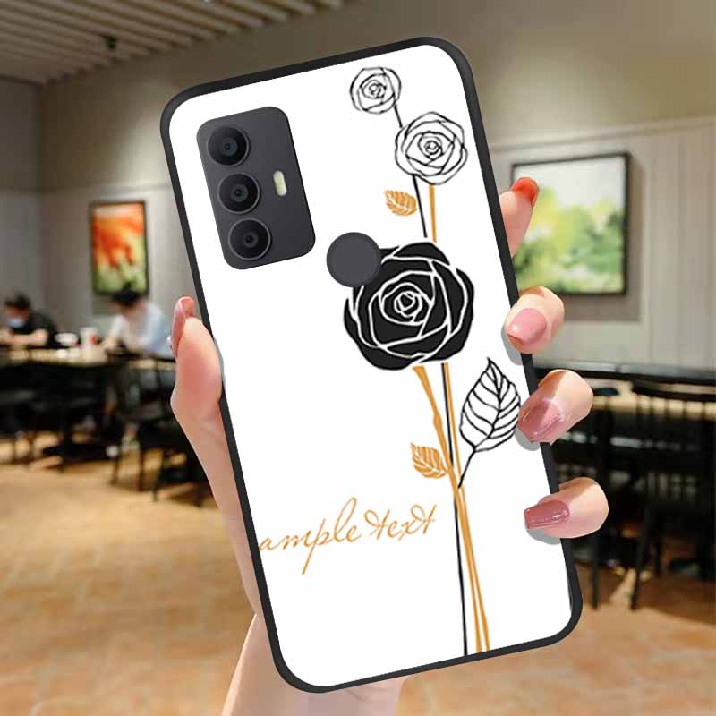 

For TCL 30 40 SE 305 306 40R 403 405 408 Case 3D Flower Soft Relief Emboss Silicone Back Covers for TCL 30 SE 40SE Etui TCL40SE TCL 405 небесно-голубой