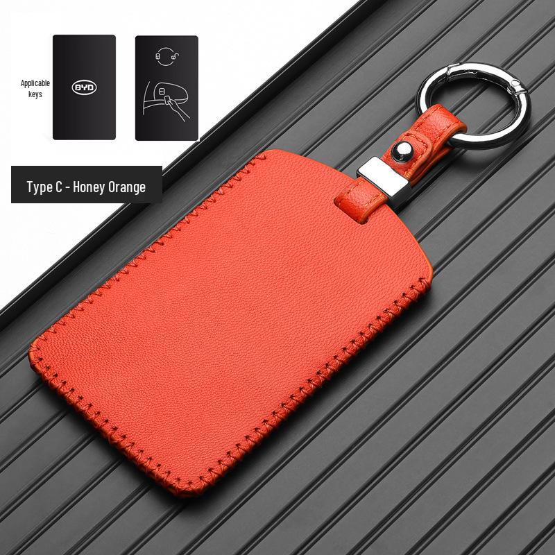BYD Han EV Key Case: Genuine Leather for Dolphin, Qin PLUS, Song Pro, Tang - New Energy Car Key Bag