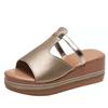 Summer New Casual Slope Heel Slippers Women's Foreign Trade Large Size Outer Wear Thick Bottom European and American Women One-word Cool Slippers