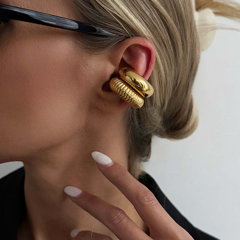 1Pcs Vintage Gold Color Round C Shape Clip Earrings for Women Punk Metal Geometric Without Piercing Cartilage Ear Cuff Jewelry