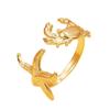 European & American 18K Gold-Plated Stainless Steel Starfish & Crab Resort Ring
