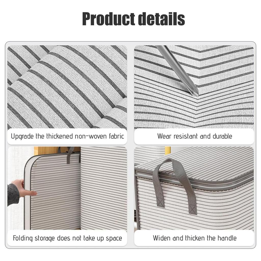 Foldable Blanket Clothing Storage Bags with Lids and Reinforced Handle Bags for Bedding and Clothes Organization
