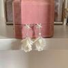 White Shell Flower Drop Earrings Iridescent Petal Dangle Earrings For Women Bridal Wedding Party
