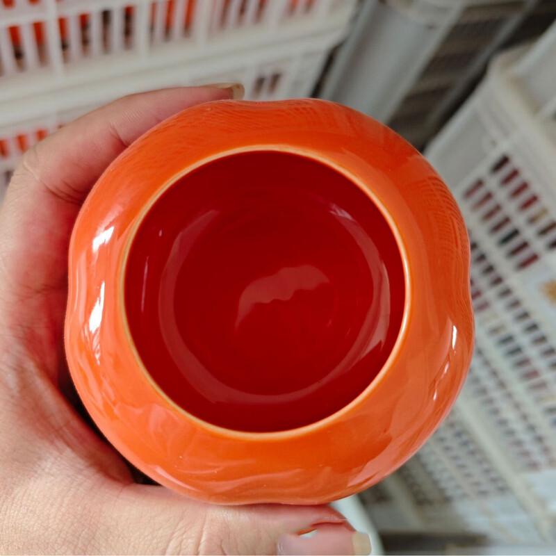 Jianglai Ceramic Red Persimmon Auspicious Tea Caddy Gift Set