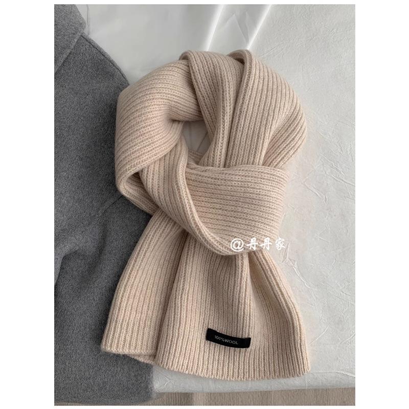 High Quality Grey 100% Pure Wool Selected Australian Solid Scarf Women Men Knitted Warm Wool Muffler Female Male Winter Fall