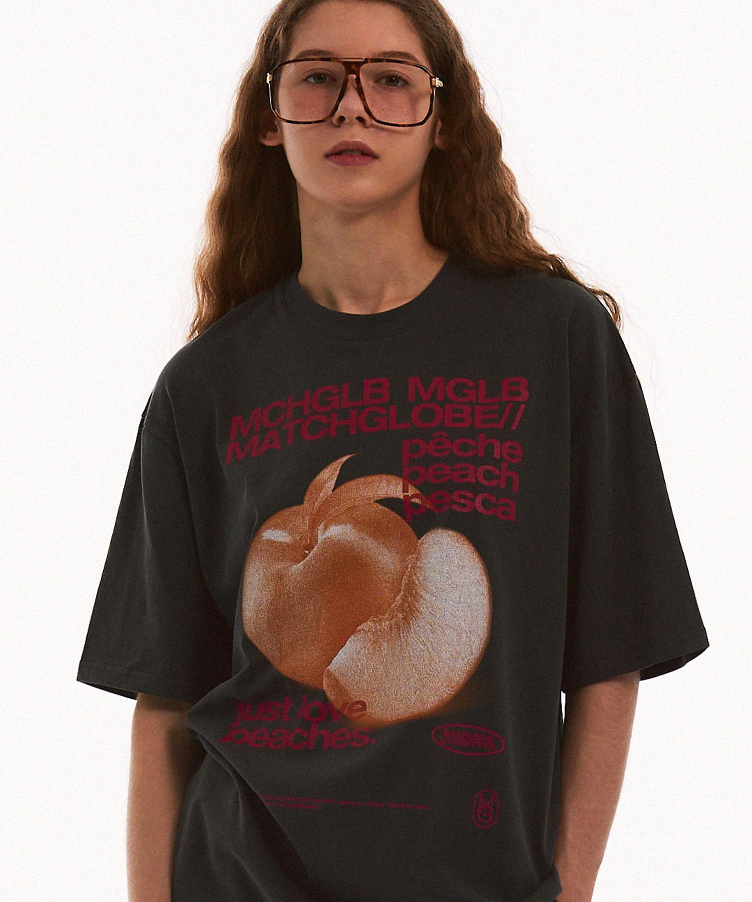 Match Glove Peaches Oversized Tee (Dark Gray) Dark Gray/Free