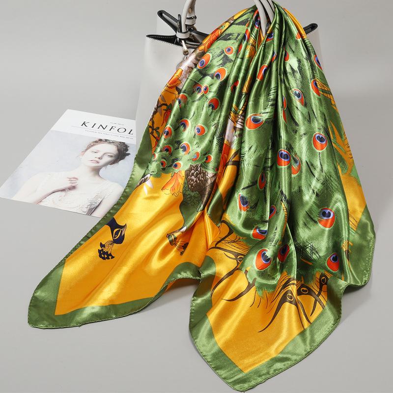 Small silk scarf women's large square scarf yarn scarf spring, autumn and winter matching shirt middle-aged mother square 91 × 91 thin scarf