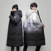 Versión Coreana Chaqueta de Plumón Otoño e Invierno Color Degradado Holgada Chaqueta de Algodón Ropa de Abrigo Chaqueta de Plumón para Pareja Chaqueta de Algodón Gruesa Unisex Larga por Encima de la Rodilla