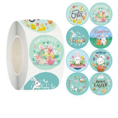 500Pcspack Easter Bunny Stickers Cute Colorful Egg Adhesive Stickers Spring Colorful Gift Packaging Bag Sealing Labels