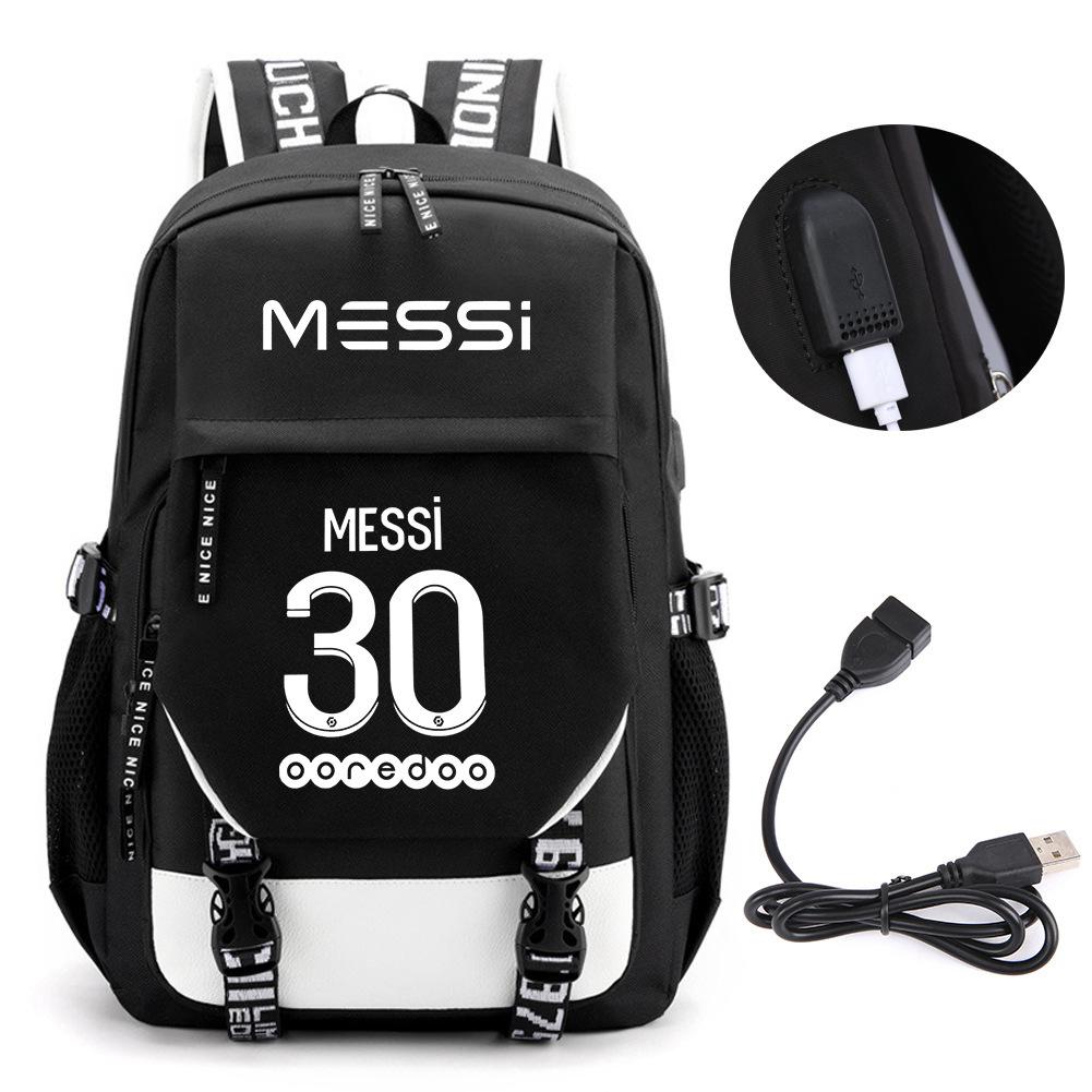 Football Star Peripheral Backpack Fashion Teen Usb Backpack Campus Student School Bag