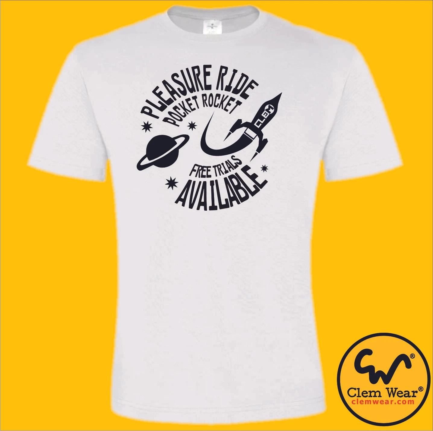 space tee sci-fi funny T shirt PLEASURE RIDE T-shirt POCKET ROCKET rude joke BN S
