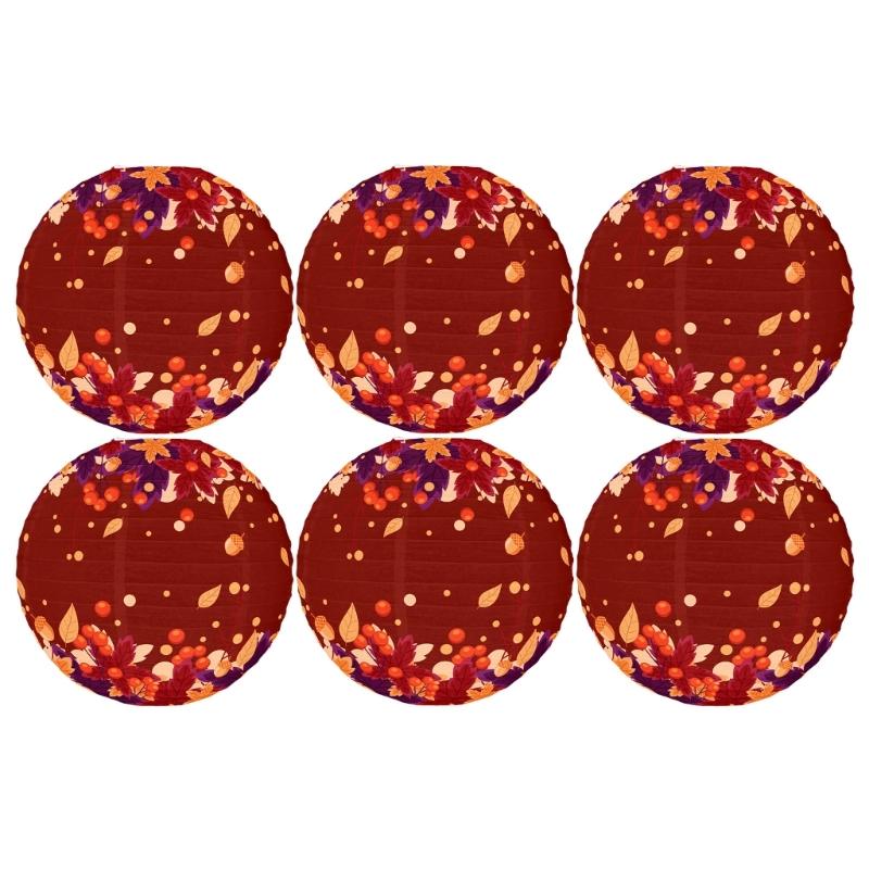 

6Pcs Harvest Festival Charm Accessories Hanging Lanterns for Seasonal Celebration Holiday Indoor and Outdoor Decoration коричневий