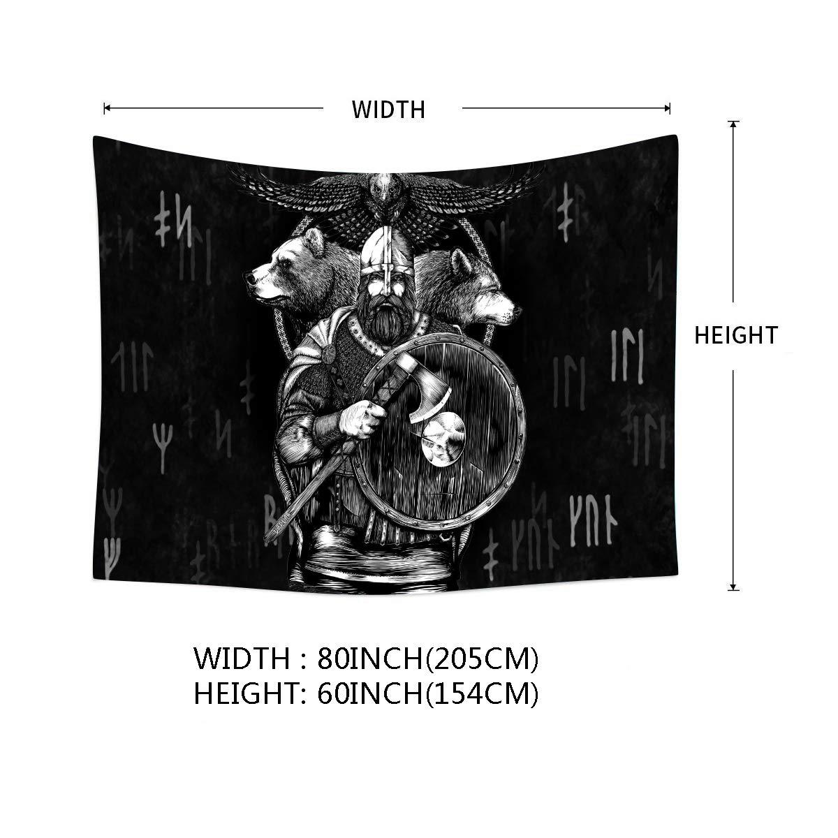 

VIKAMA Norse Viking Wall Hanging Tapestry Room Decor Aesthetic Odin Warrior Sword Axe Raven Tapestrys Party Backdrop Tapries 74x94cm(29x37in)