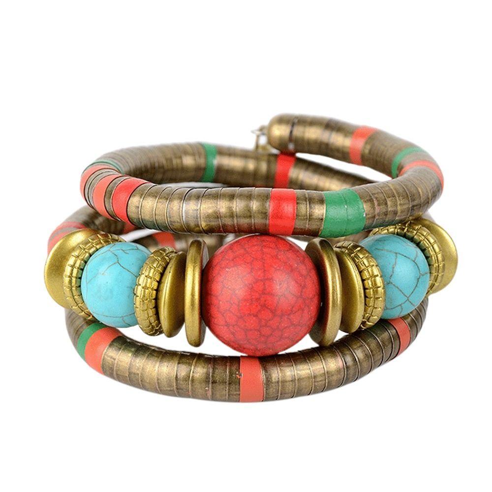 New Alloy Snake Bracelet Stacking Gold Color Multi Layer Bracelet Silver Color Punk Three Layer Bangle Jewelry Accessories