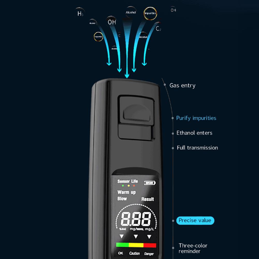 LCD Digital Display Breath Alcohol Tester Non-Contact Alcohol Meter Accuracy Breathalyzer Diagnostic Tool Type C Charging