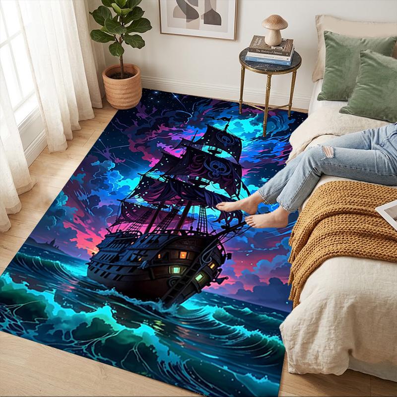 Pirate Ship Area Rug Carpet For Bedroom Game Playroom Living Room Nonslip Sofa Office Home Decor Doormat Christmas Gift C342