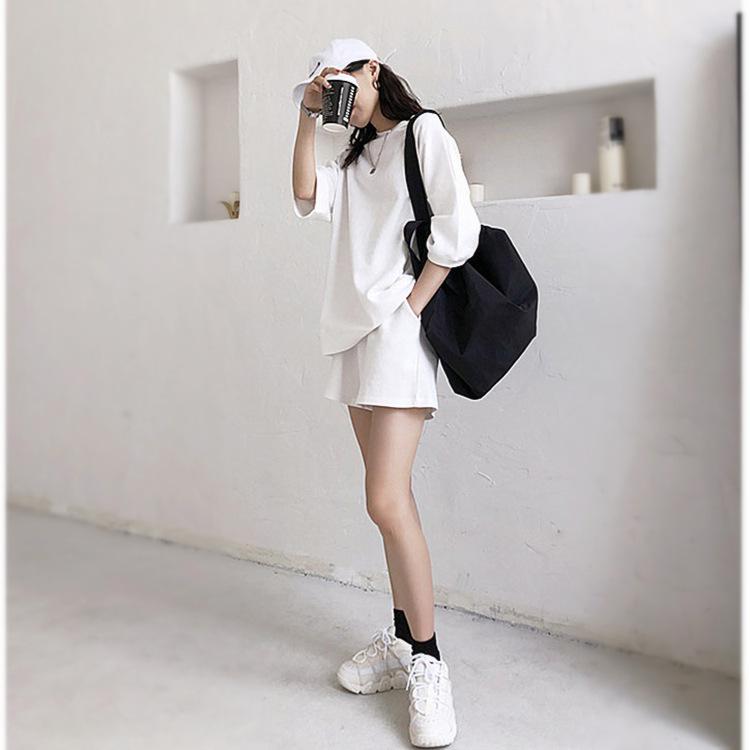 2025 Women's Fashion: Short-Sleeve T-Shirt & High-Waist Shorts Two-Piece Set