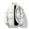 Men's Plus Size Cotton Padded Winter Jacket - Casual Stand Collar, Solid Color, Short Puffer Coat